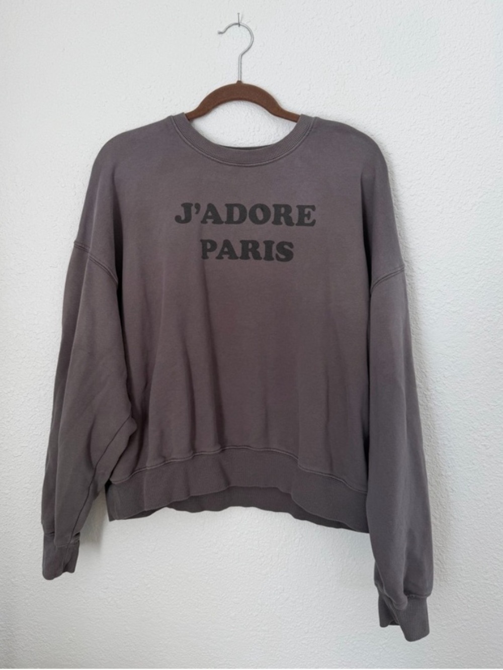 Forever 21 Women's J'Adore Paris Oversized Grey Sweatshirt Size Small